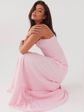 Peppermayo NWT Angelina Linen Cotton Blend Maxi Dress Pink Petal Size 0